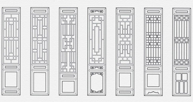 汇川常用中式仿古花窗图案隔断设计图